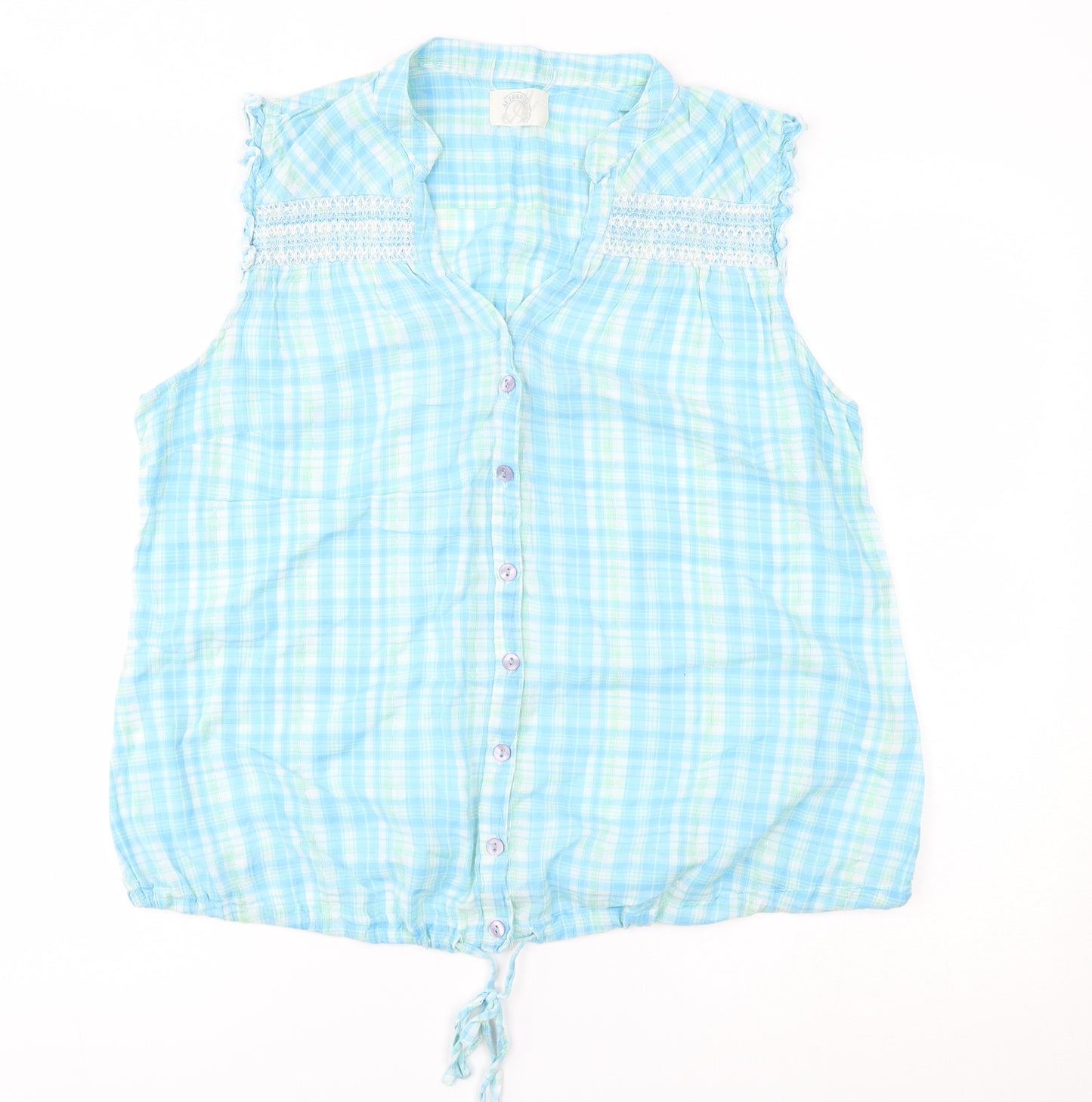 BHS Womens Blue Plaid  Basic Button-Up Size 16
