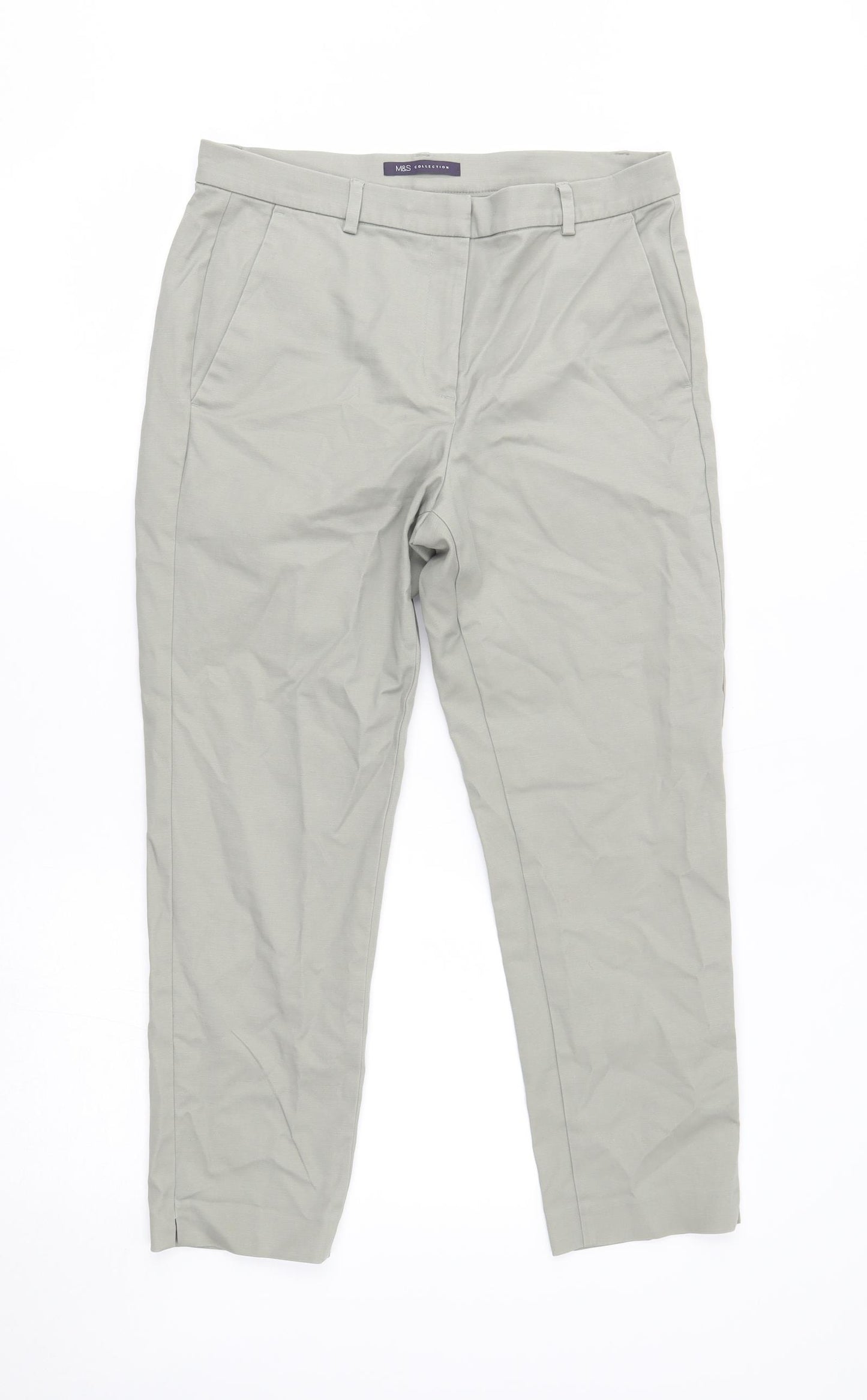 M&S Womens Grey   Capri Trousers Size 12 L24 in