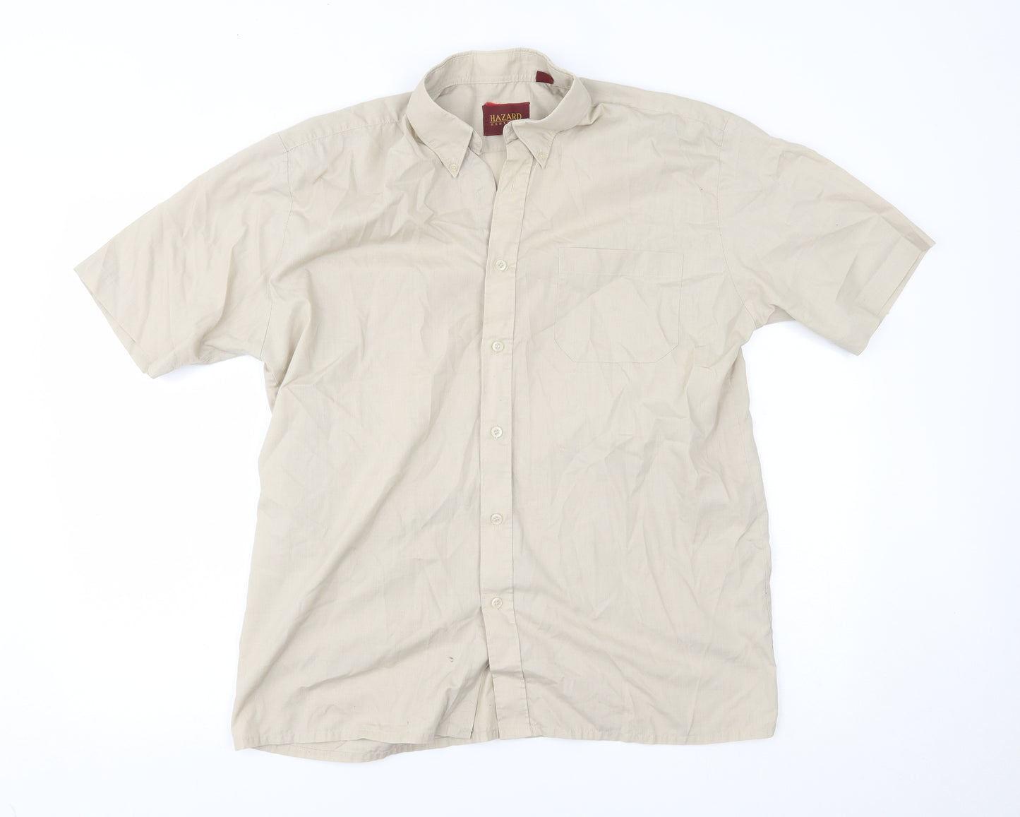 hazard Mens Beige    Button-Up Size M