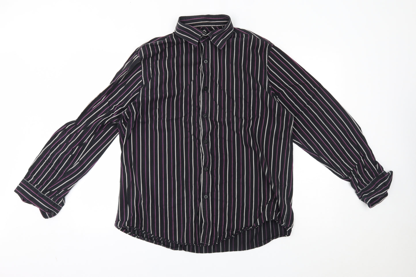 F&F Mens Purple Striped   Button-Up Size L