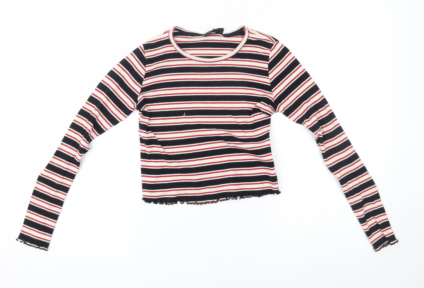 Topshop Womens Red Striped  Basic T-Shirt Size 6
