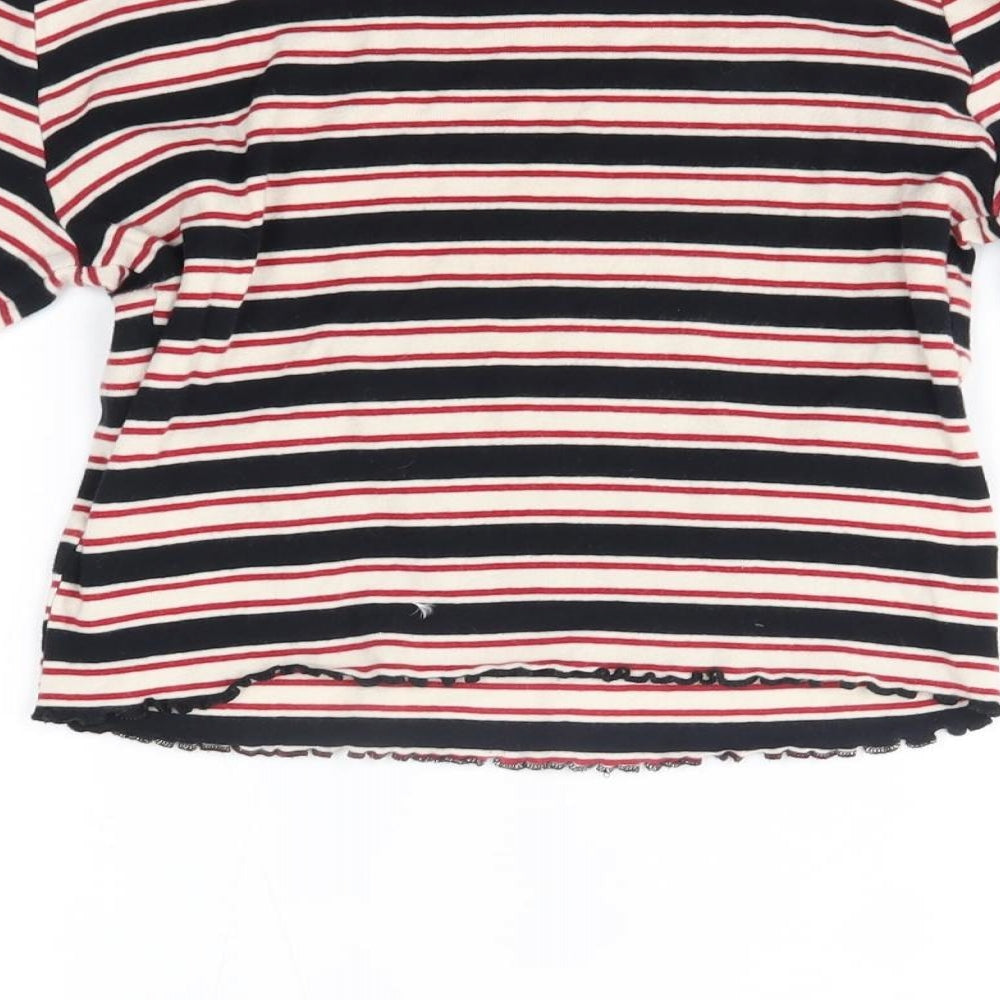 Topshop Womens Red Striped  Basic T-Shirt Size 6