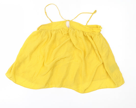 Front view of H&M women’s yellow basic blouse, size UK 6
