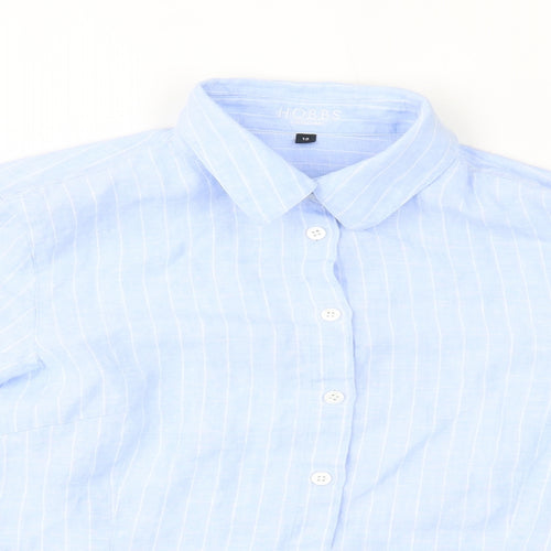 Hobbs Womens Blue Striped  Basic Button-Up Size 12