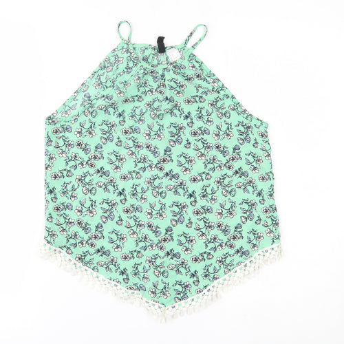 H&M Womens Green Floral  Camisole Blouse Size 6