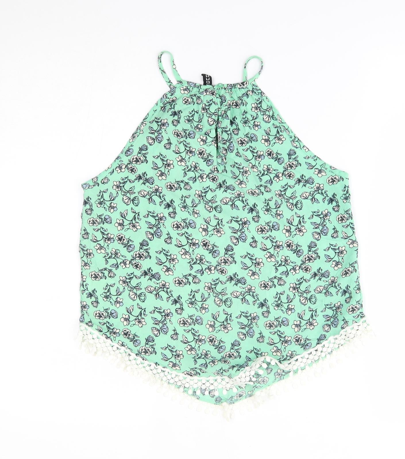 H&M Womens Green Floral  Camisole Blouse Size 6