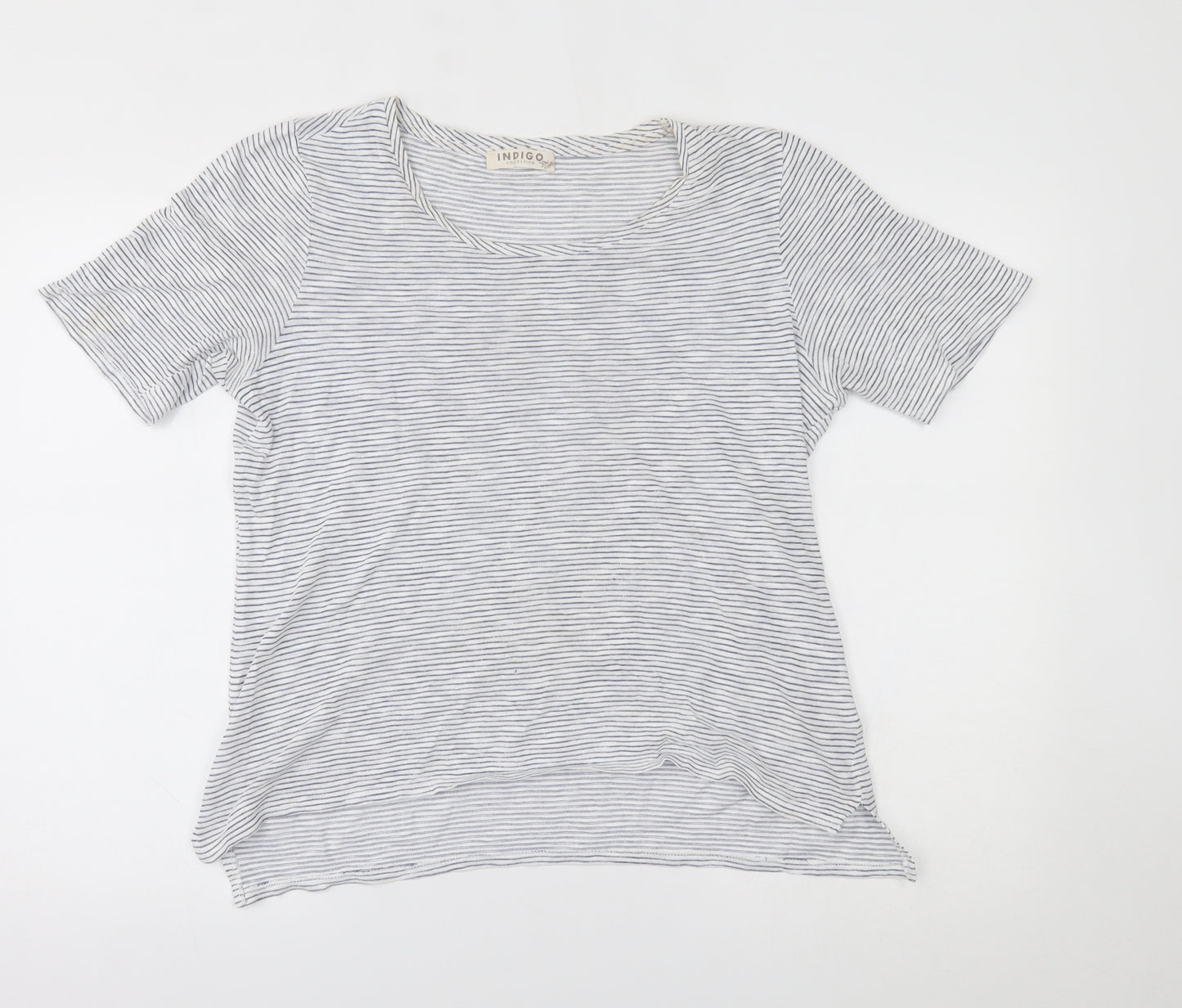 M&S Womens White Striped  Basic T-Shirt Size 12