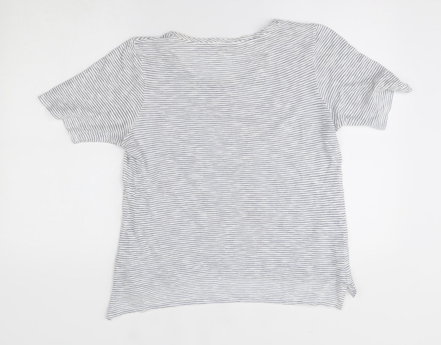 M&S Womens White Striped  Basic T-Shirt Size 12