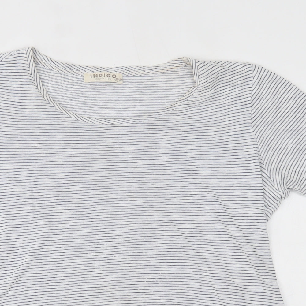 M&S Womens White Striped  Basic T-Shirt Size 12