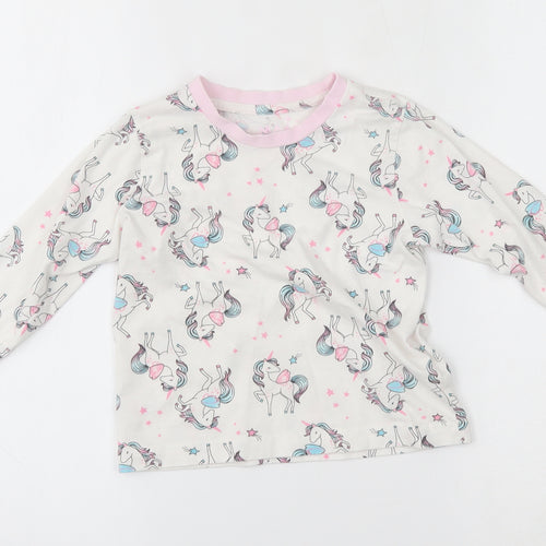 Matalan Girls White    Pyjama Top Size 3-4 Years  - unicorn