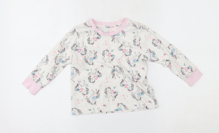 Matalan Girls White    Pyjama Top Size 3-4 Years  - unicorn