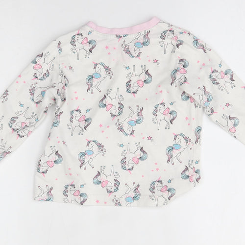 Matalan Girls White    Pyjama Top Size 3-4 Years  - unicorn