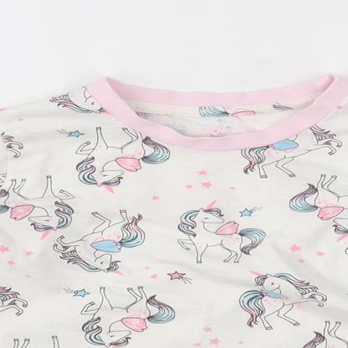 Matalan Girls White    Pyjama Top Size 3-4 Years  - unicorn