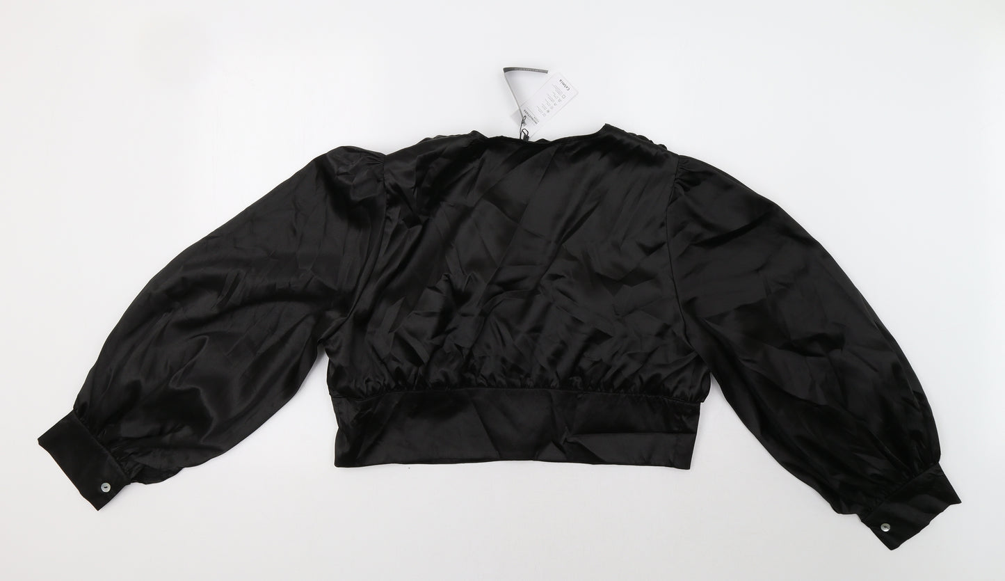 Celmia Womens Black   Cropped Blouse Size XL