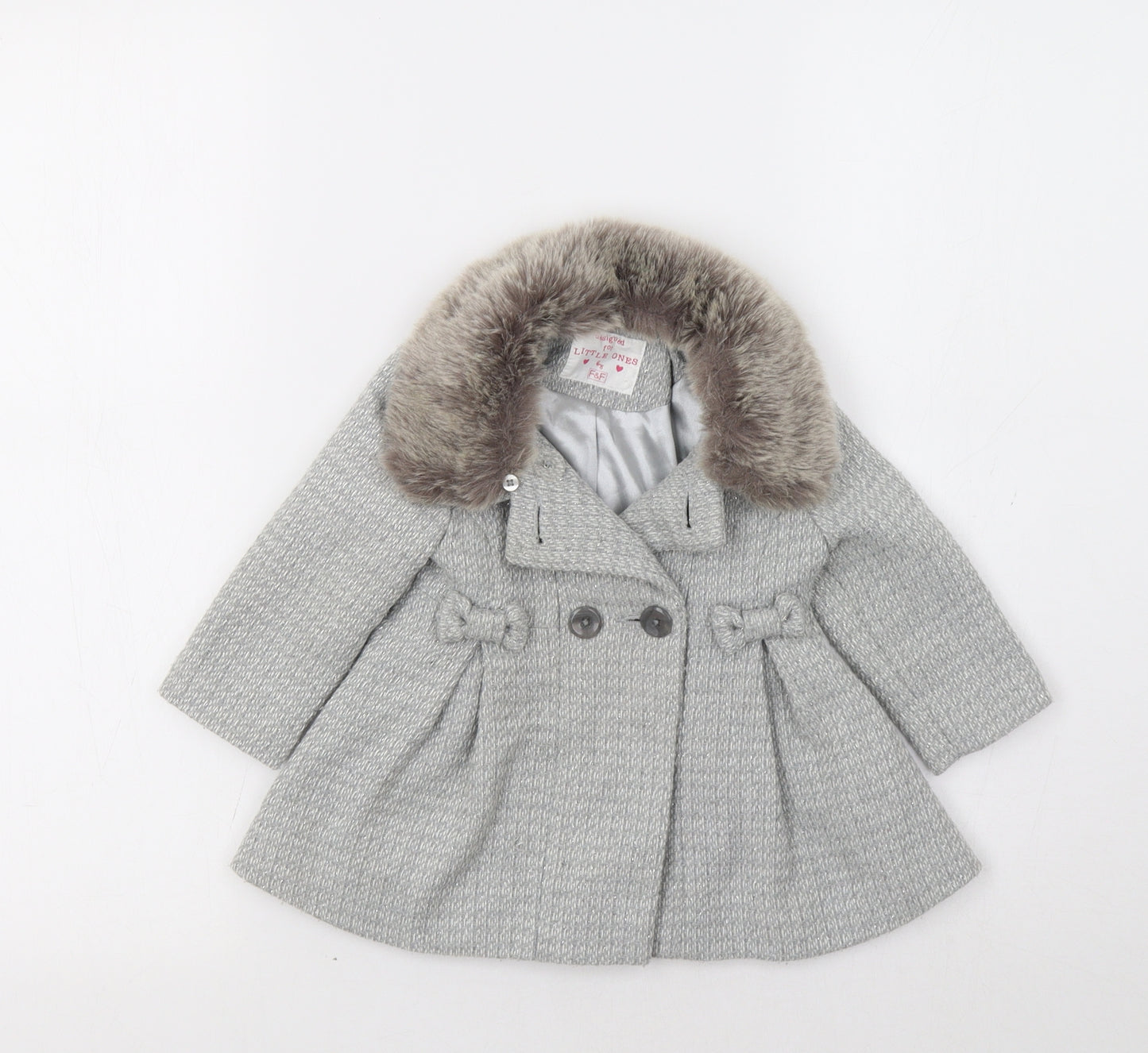 F&F Baby Grey   Pea Coat Coat Size 6-9 Months