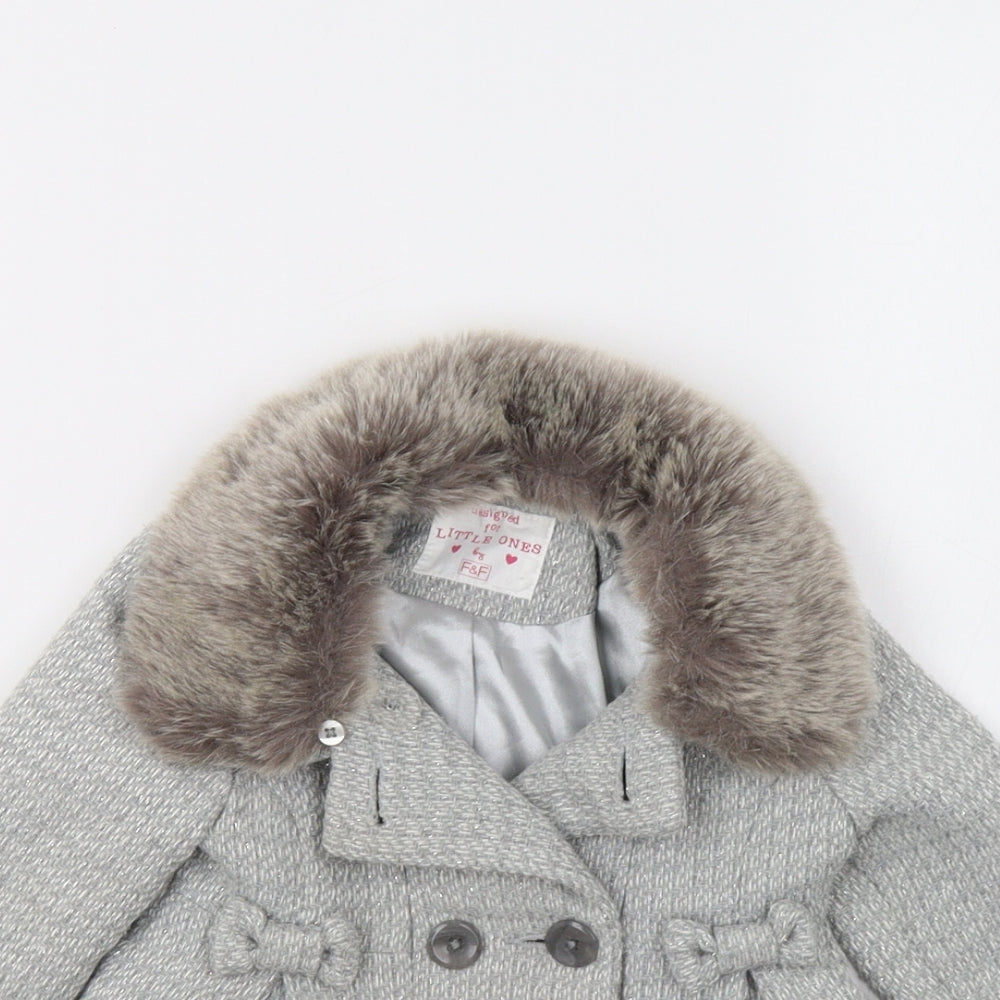 F&F Baby Grey   Pea Coat Coat Size 6-9 Months