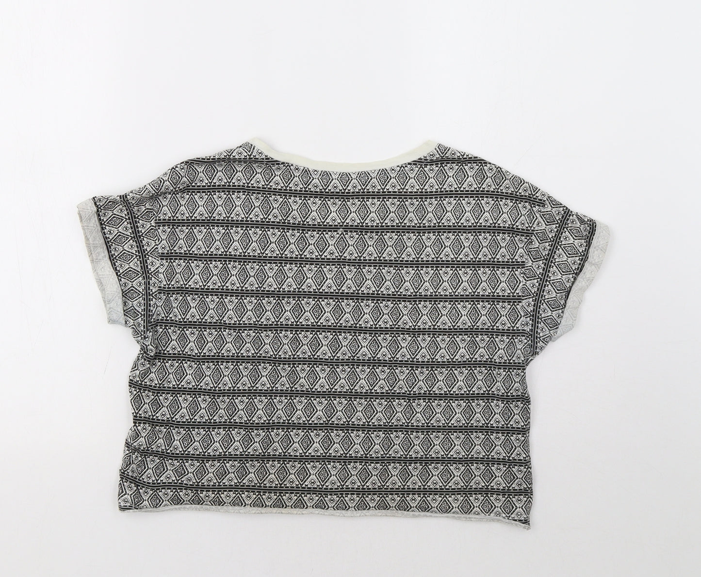 New Look Girls Black Geometric  Cropped Polo Size 12-13 Years