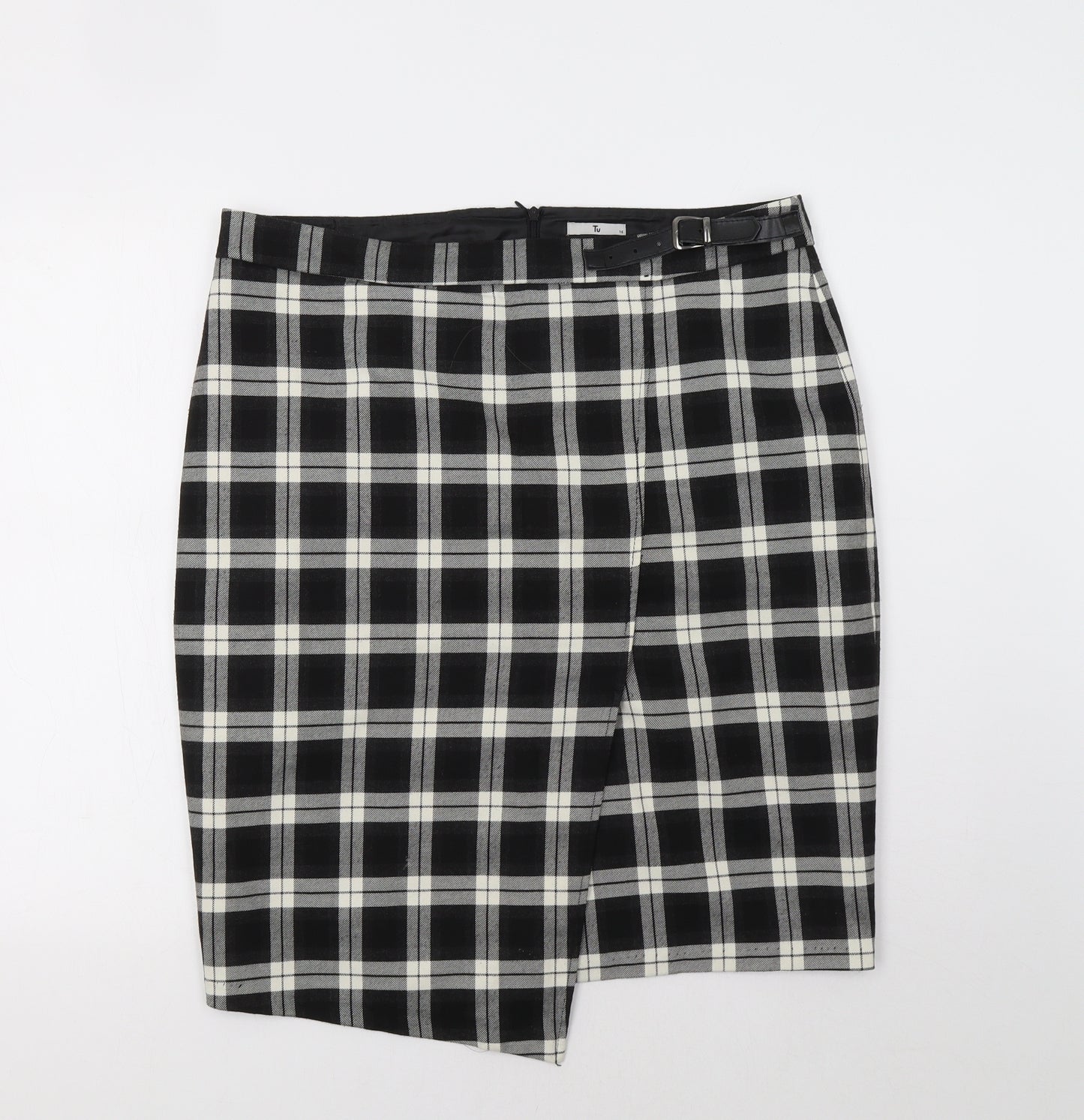 TU Womens Grey Check  A-Line Skirt Size 16