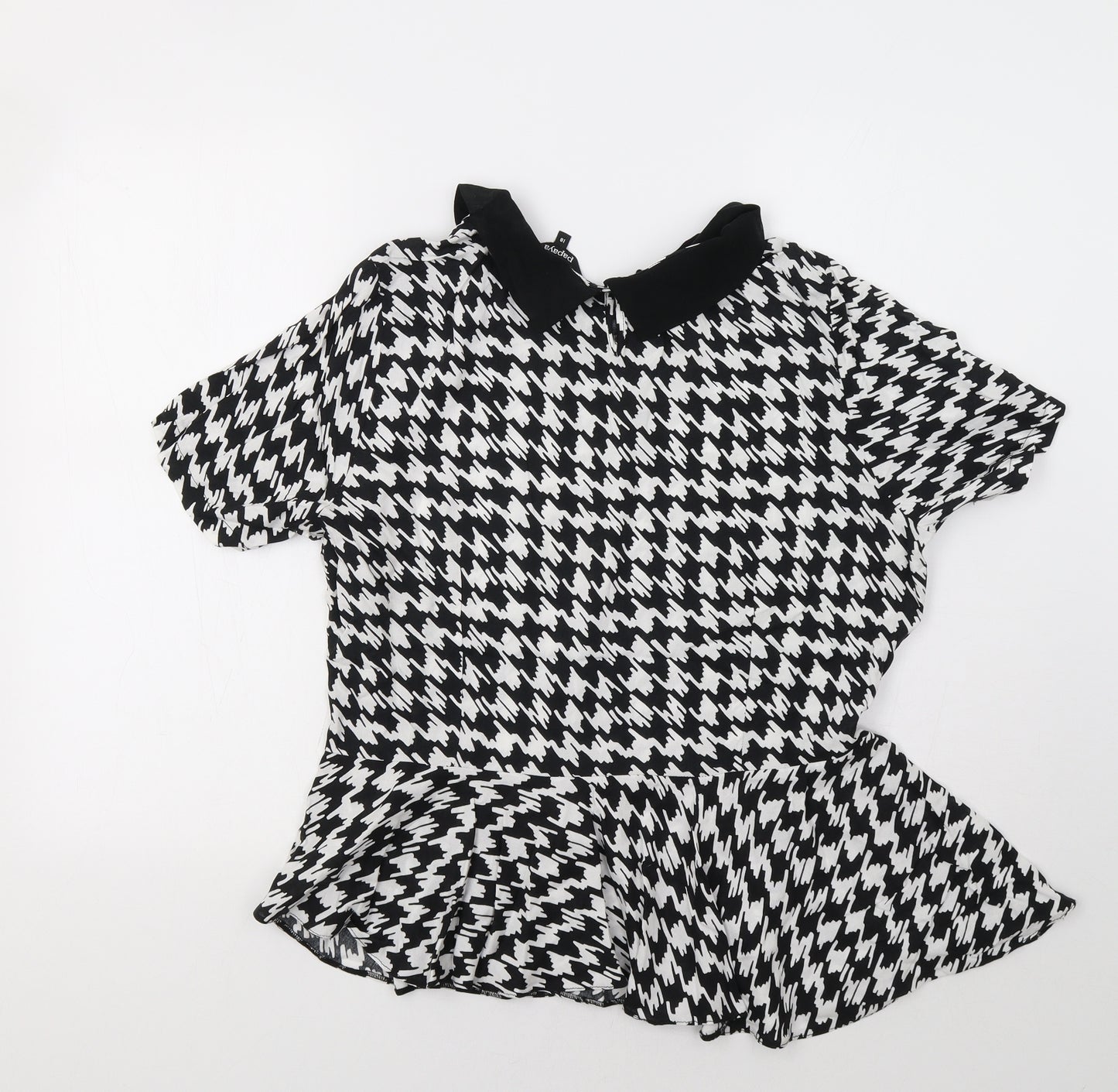 Papaya Womens White Houndstooth  Basic Blouse Size 18