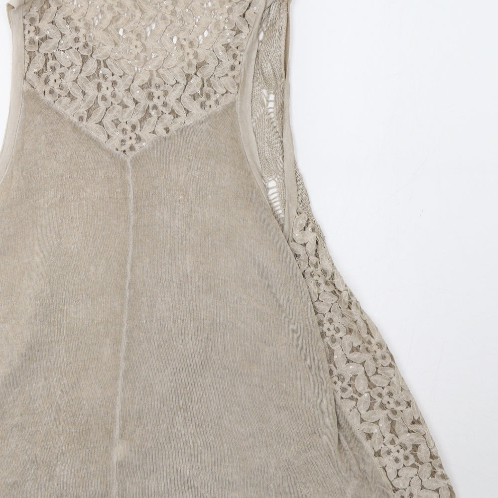 Preworn Womens Beige Floral  Basic Tank Size M