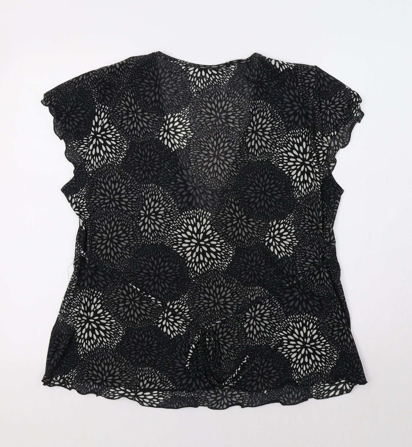 BM Womens Black Floral  Basic Blouse Size 18