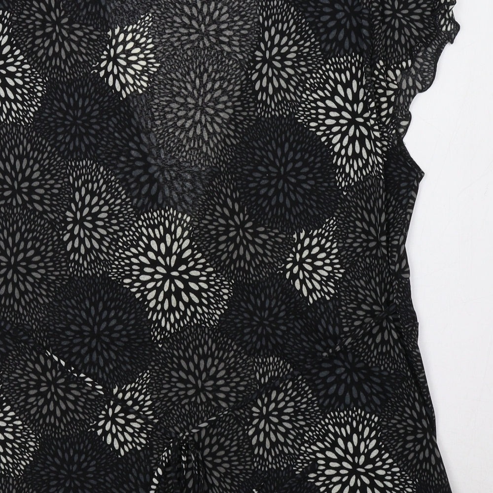 BM Womens Black Floral  Basic Blouse Size 18