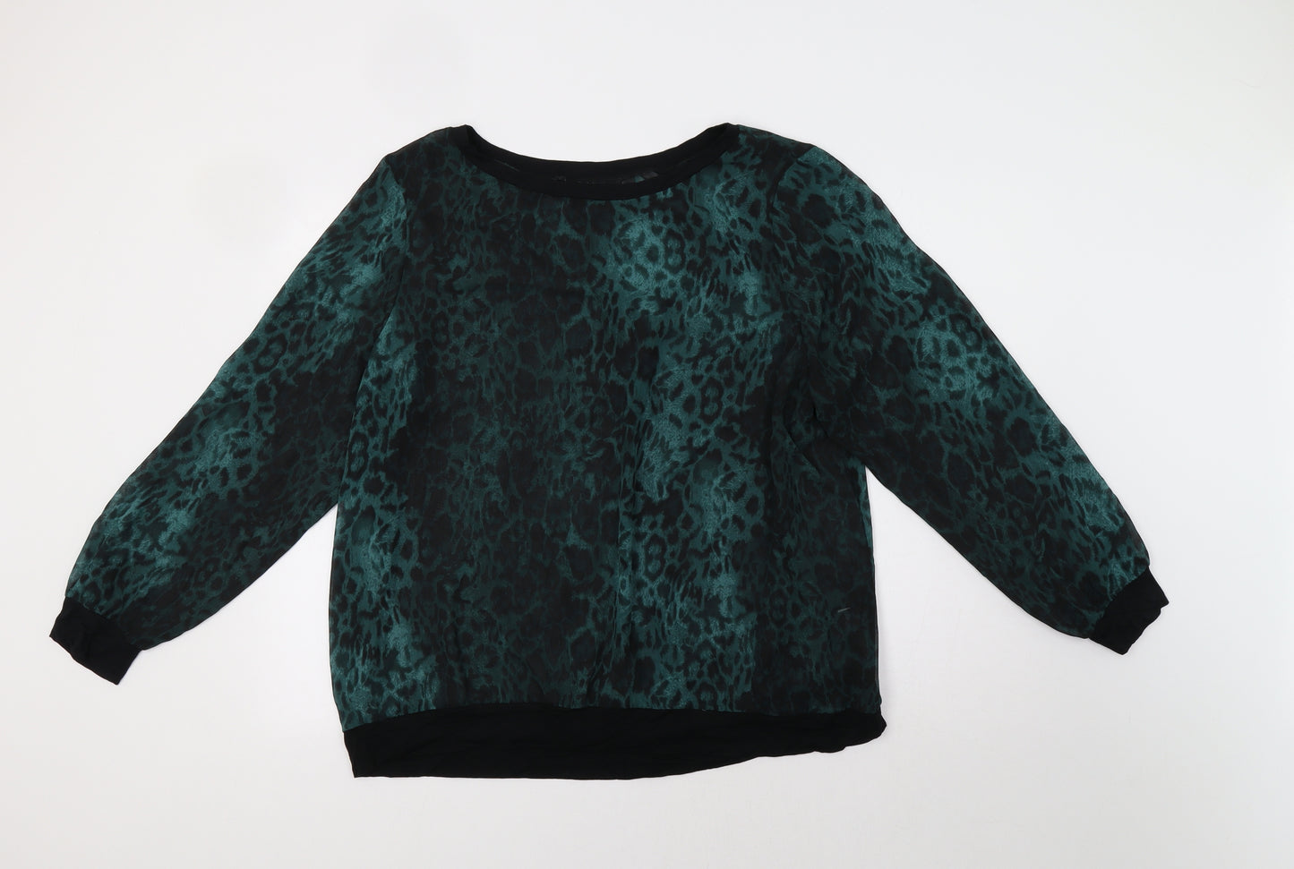 NEXT Womens Green Animal Print  Basic Blouse Size 20