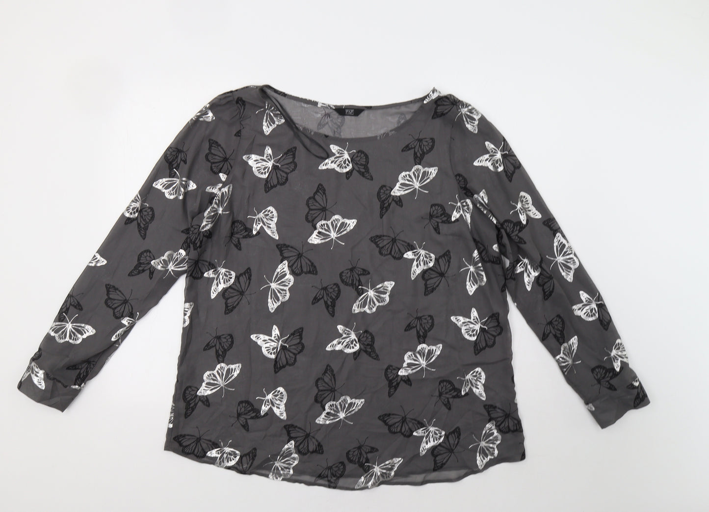 F&F Womens Grey Geometric  Basic Blouse Size 20  - Butterfly Print