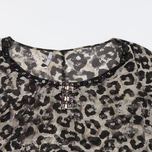 Evans Womens Black Animal Print  Basic Blouse Size 20  - Embellished Collar