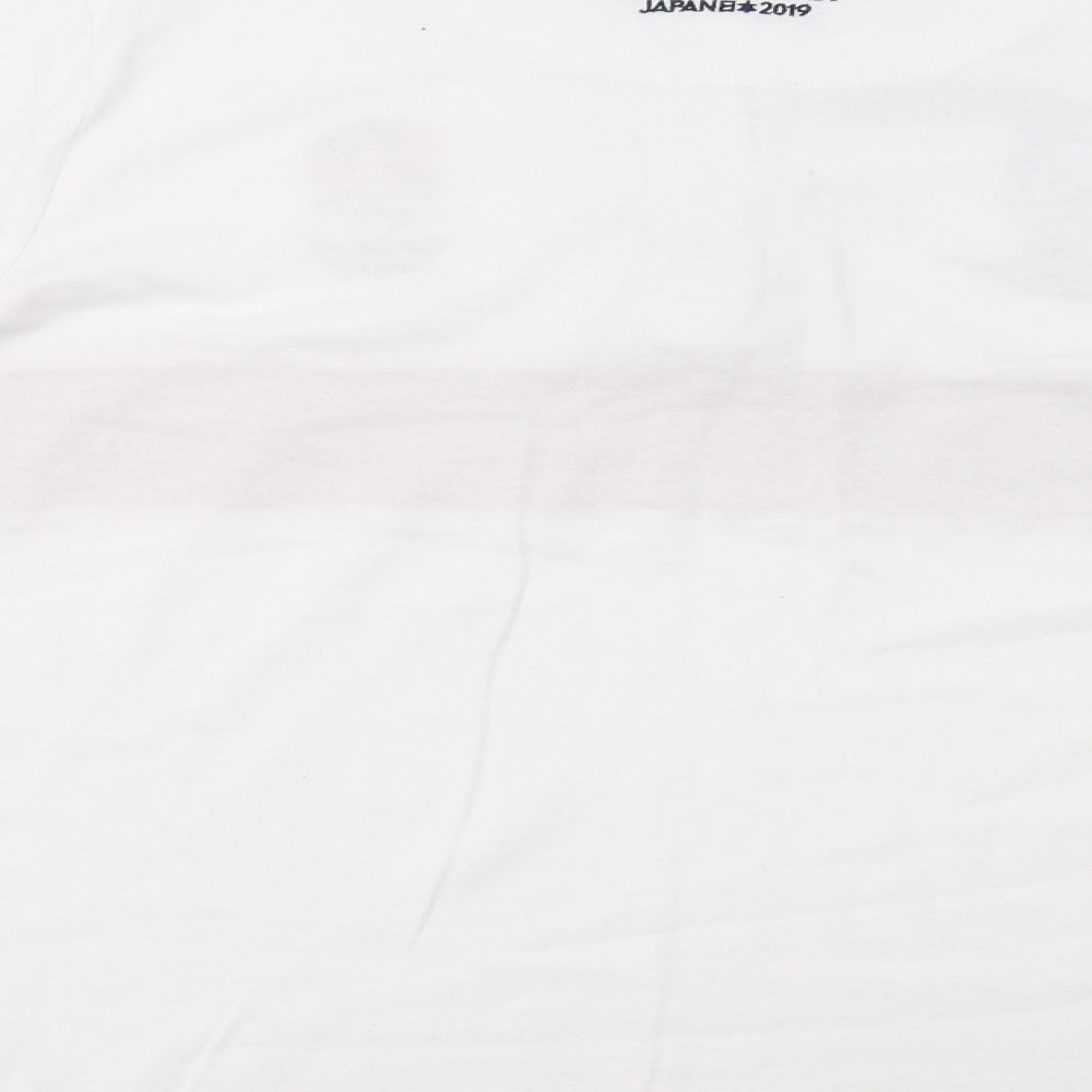 Rugby World Cup Mens White Striped   Polo Size L  - England Rugby