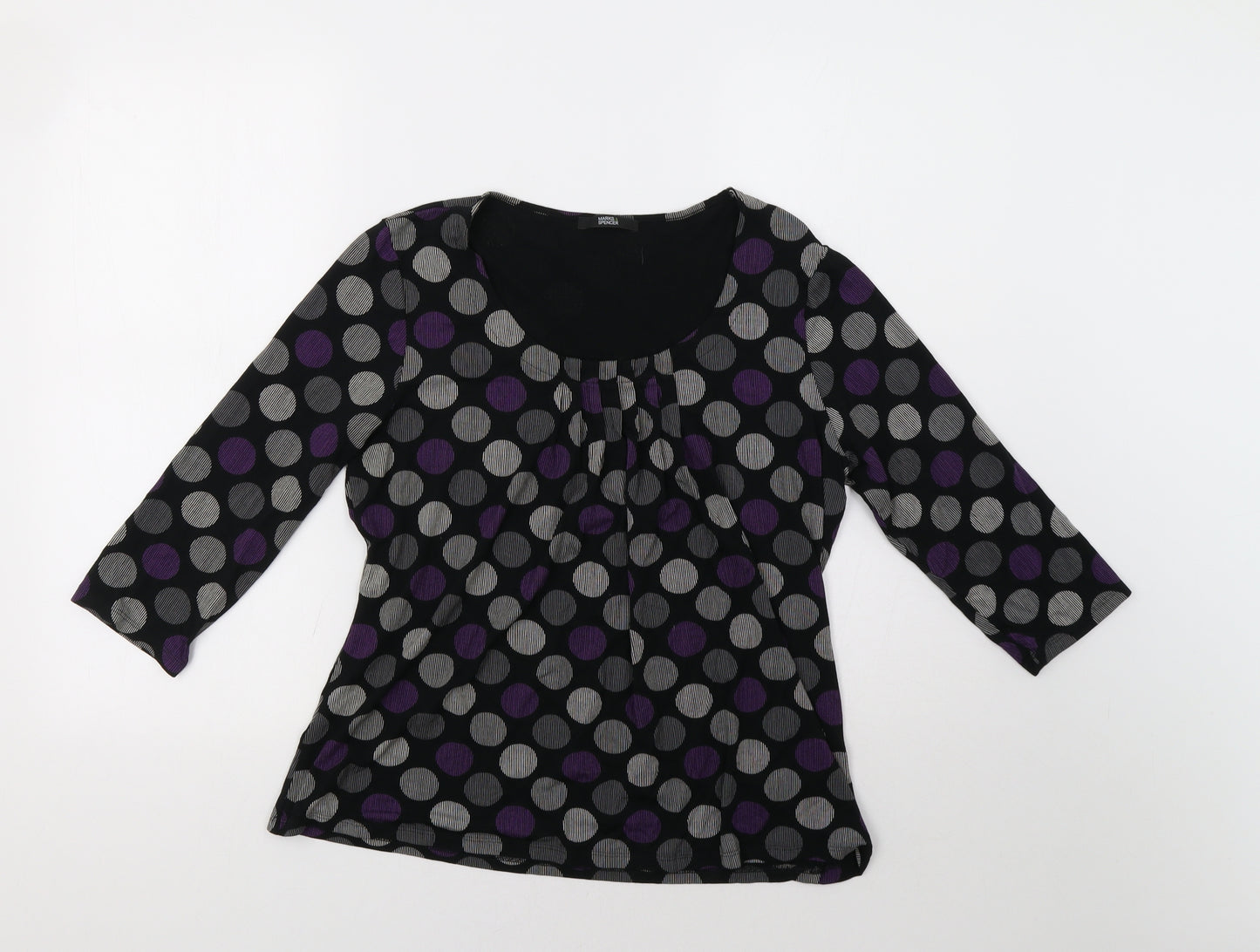 M&S Womens Black Polka Dot  Basic Blouse Size 12