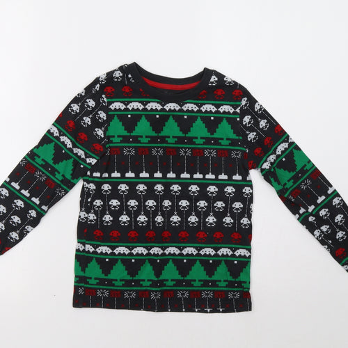 M&S Boys Black Fair Isle   Pyjama Top Size 7-8 Years