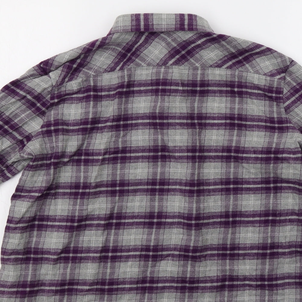 Lands' End Womens Purple Check  Basic Button-Up Size M