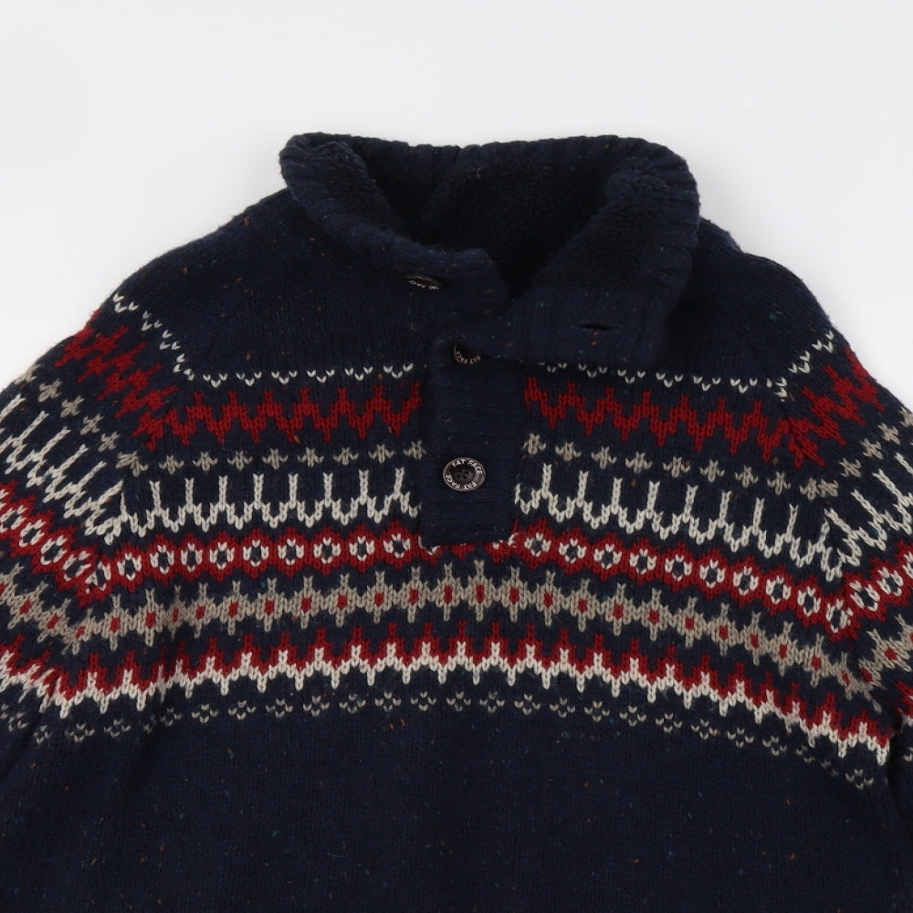 Fat Face Mens Blue Fair Isle  Pullover Jumper Size L