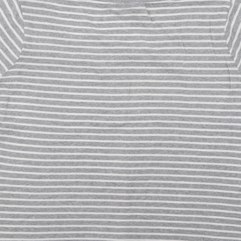 M&S Womens Grey Striped  Basic T-Shirt Size 16