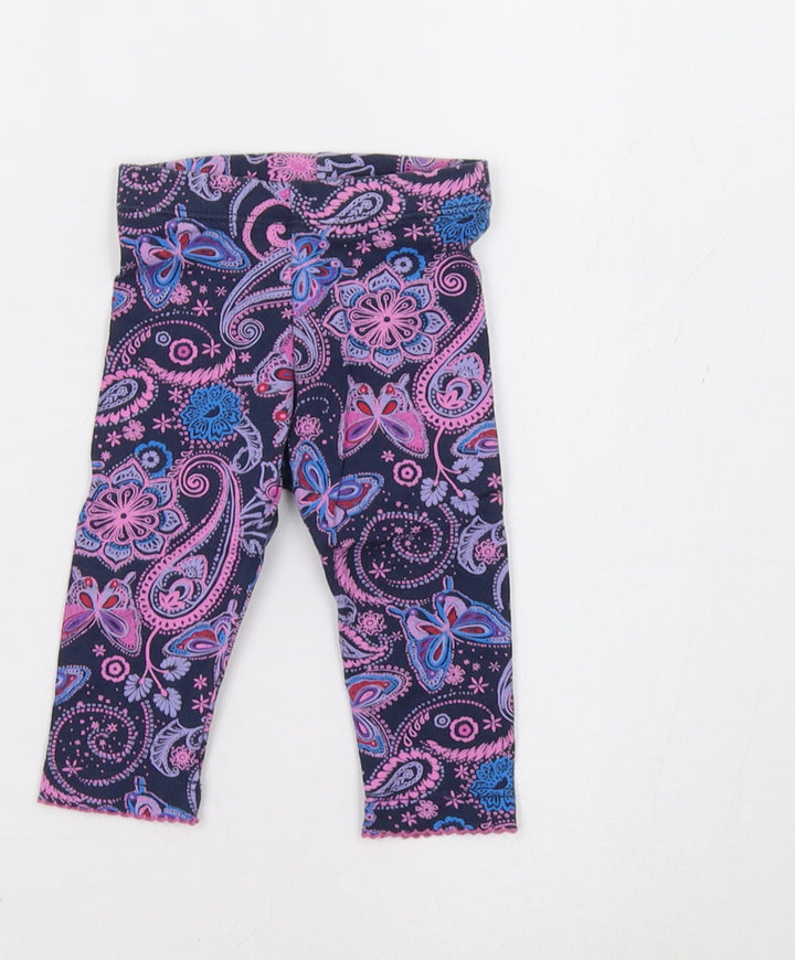Monsoon Baby Purple Paisley  Jogger Leggings Size 0-3 Months