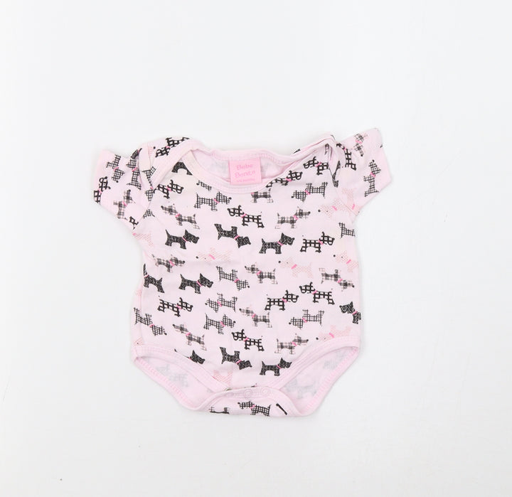 Bebe Bonito Baby Pink Romper One-Piece Size 3-6 Months - Dog Print