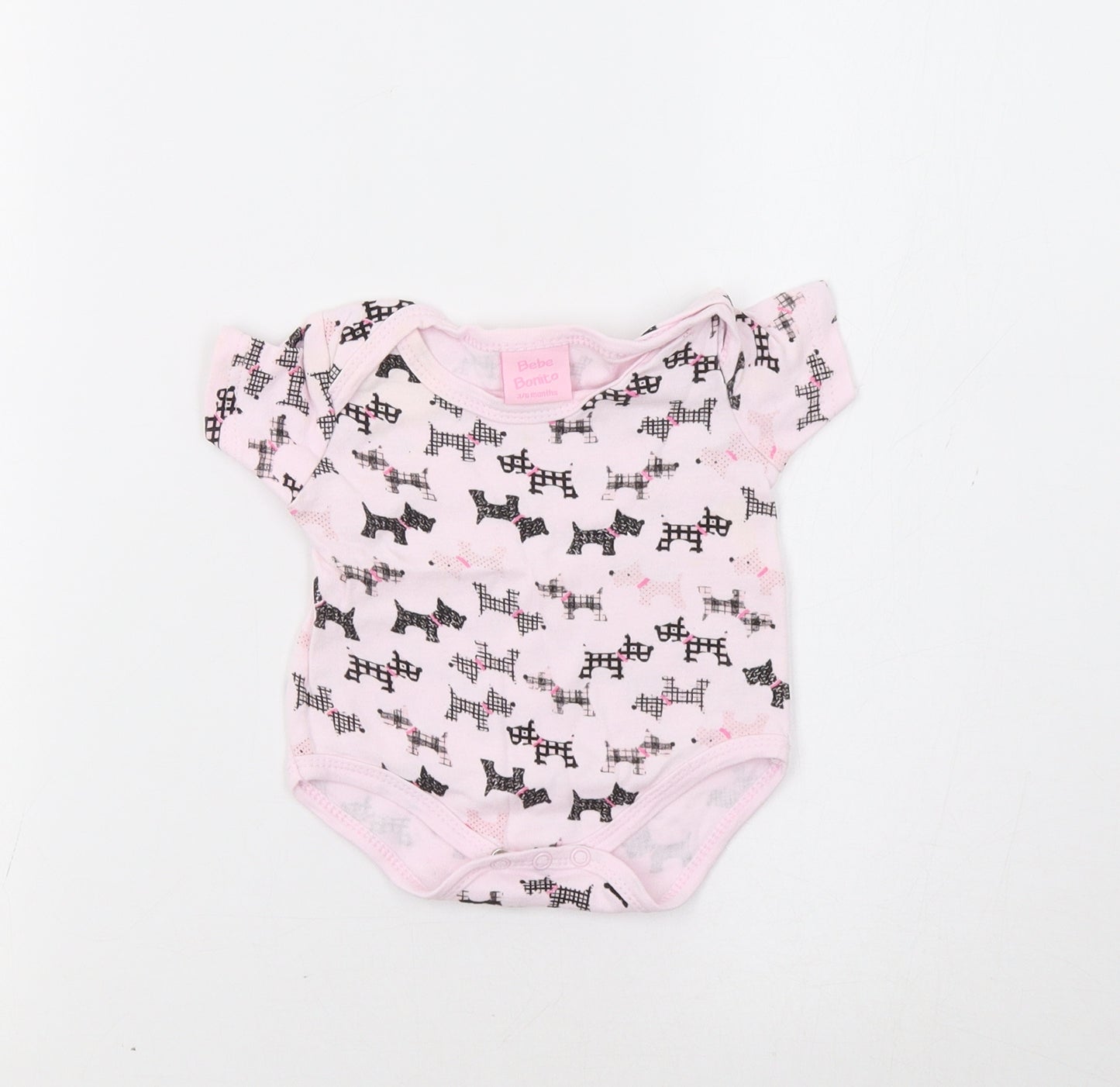 Bebe Bonito Baby Pink   Romper One-Piece Size 3-6 Months  - Dog Print