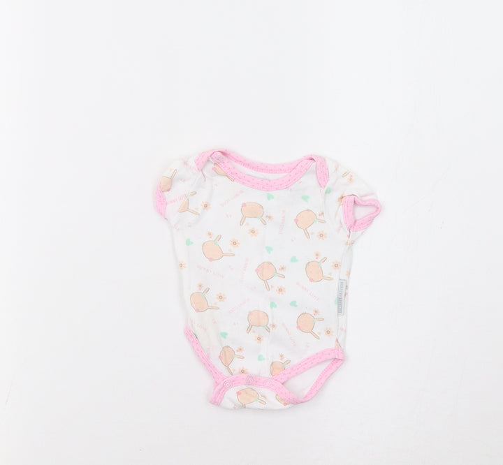 Nursery Rhyme Baby White Romper One-Piece Size 0-3 Months - Bunnies