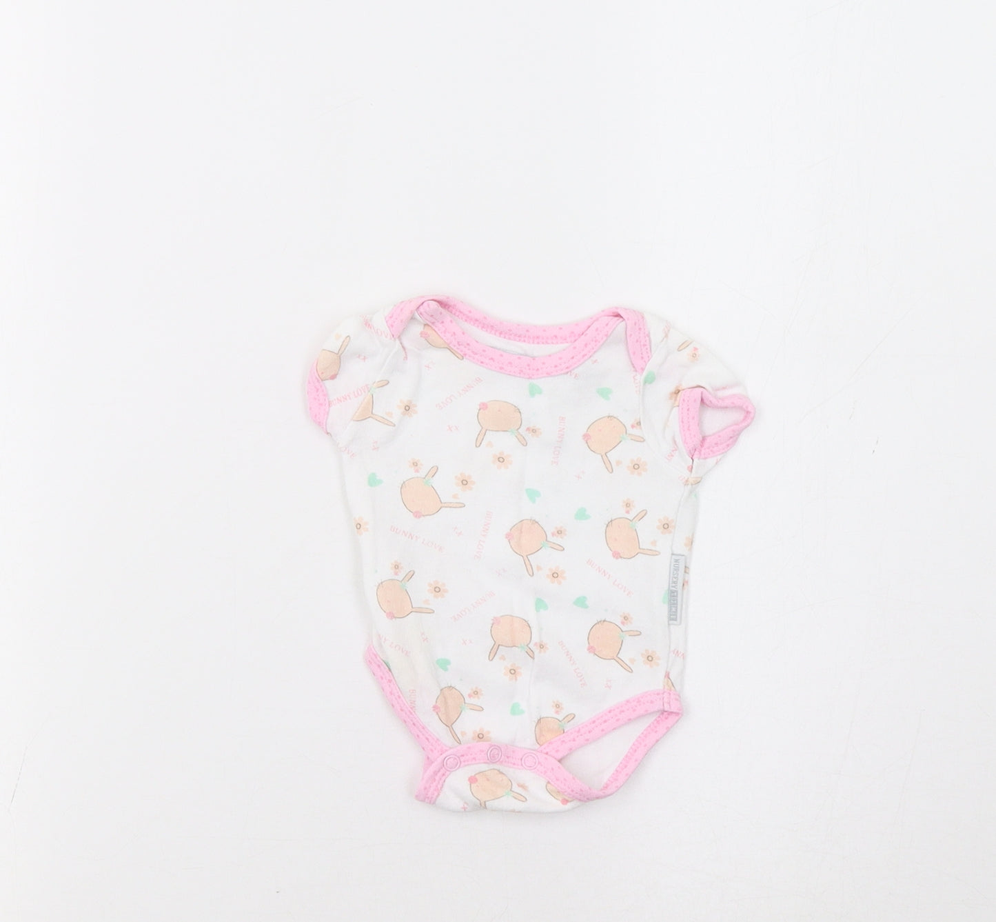 Nursery Rhyme Baby White   Romper One-Piece Size 0-3 Months  - Bunnies