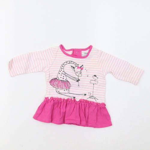 mamas & papas Baby Pink Striped  Tunic Blouse Size 0-3 Months