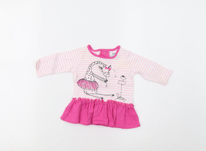 mamas & papas Baby Pink Striped Tunic Blouse Size 0-3 Months