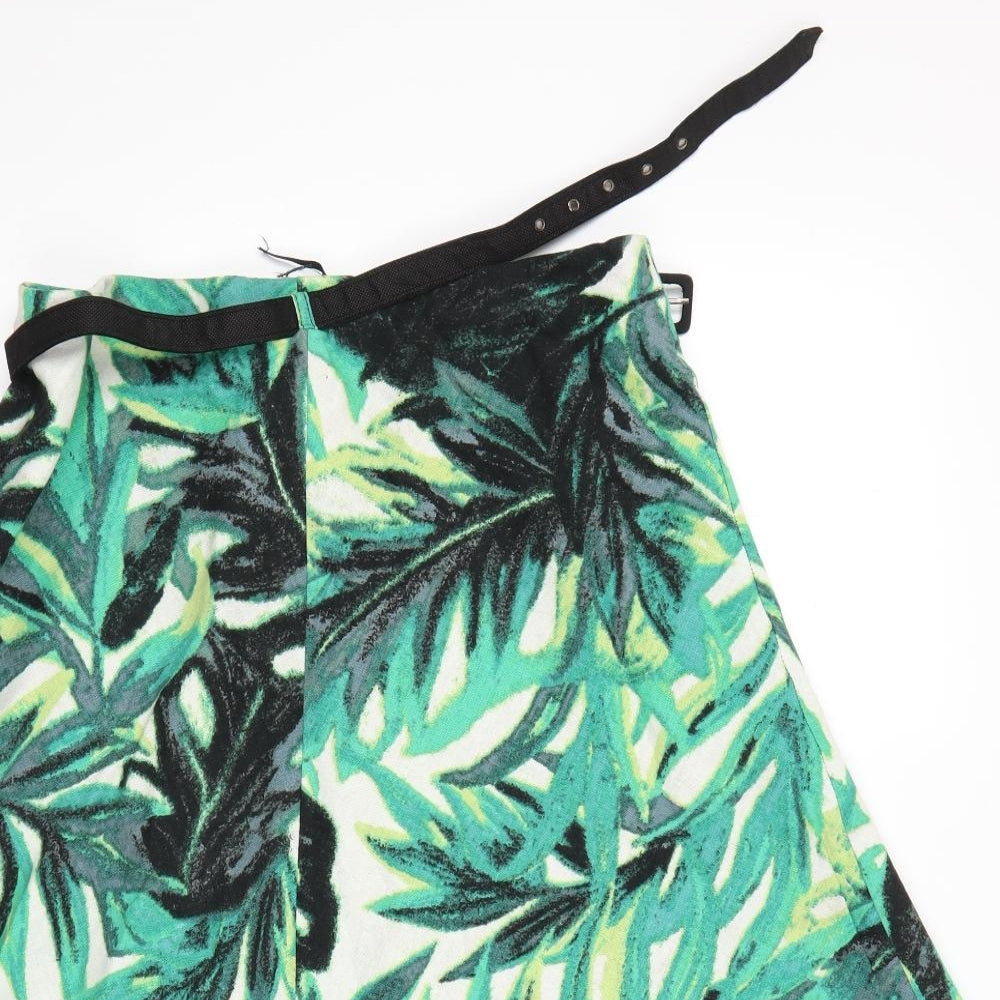 Dunnes Stores Womens Green Floral  A-Line Skirt Size 12