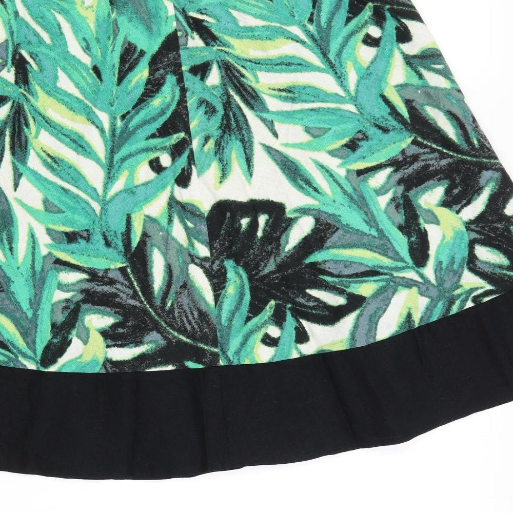 Dunnes Stores Womens Green Floral  A-Line Skirt Size 12