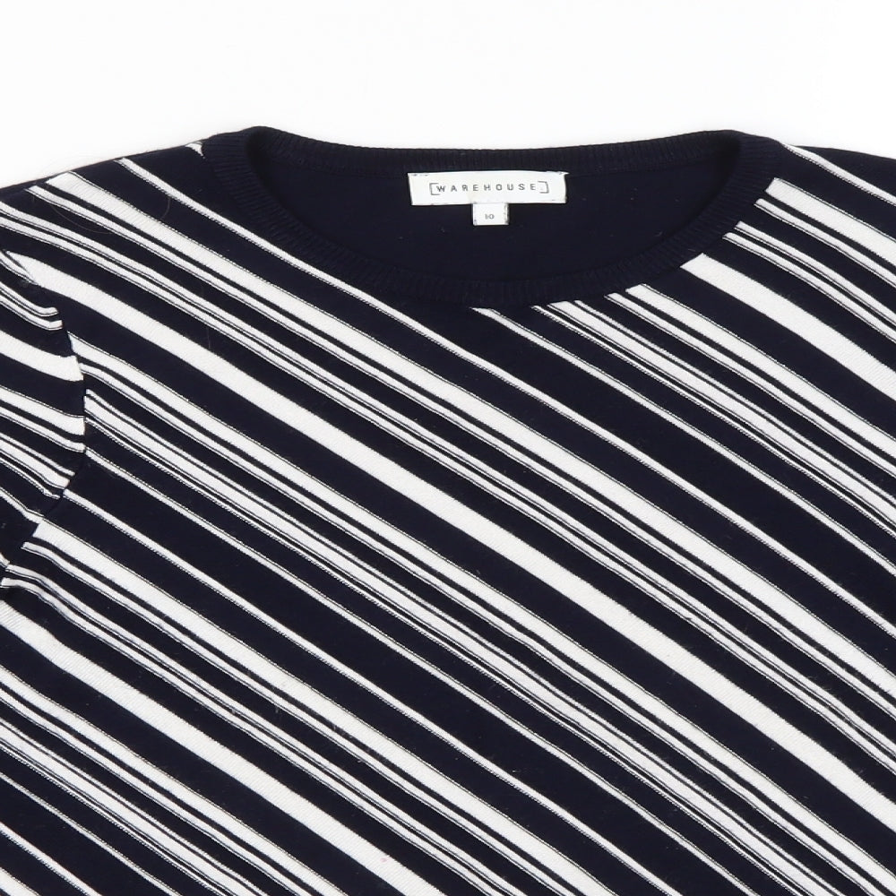 Warehouse Womens Blue Striped  Pullover Jumper Size 10