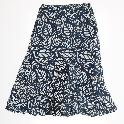 Preworn Womens Blue Floral  A-Line Skirt Size 12