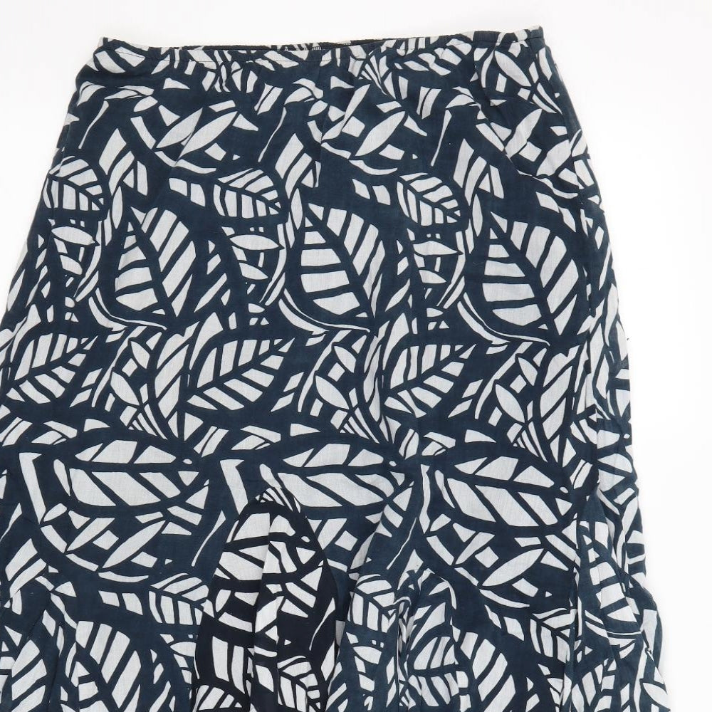 Preworn Womens Blue Floral  A-Line Skirt Size 12