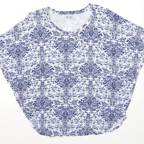 Miss Milla Womens Blue Paisley  Basic Blouse Size L