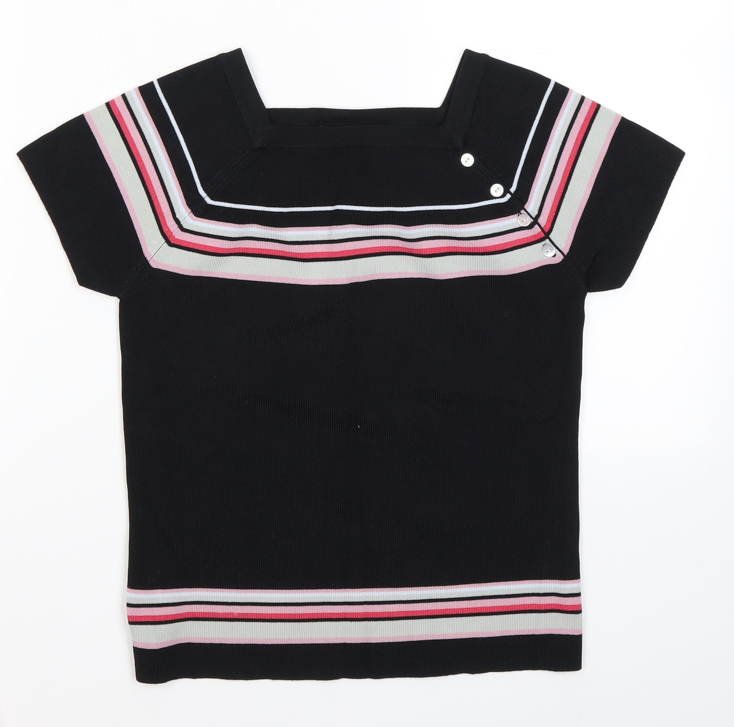 BHS Womens Multicoloured Striped  Basic T-Shirt Size 10