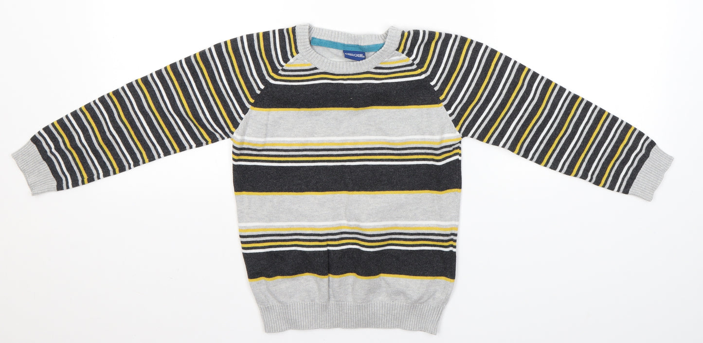 Cherokee Boys Grey Striped  Pullover Jumper Size 6-7 Years